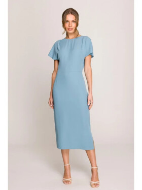 Ceruzkové šaty s bočným rozparkom S398 sky blue - Stylove M