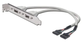 PremiumCord USB vývod z dosky na záslepku strieborná / Redukcia / 2x USB-A / 20 cm (kuzas)