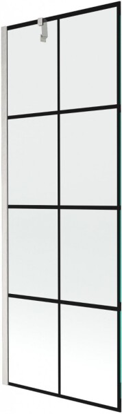 MEXEN/S - Next vaňová zástena FIX 70 x 150, čierna vzor, nikel kartáčovaná 895-070-000-00-77-97