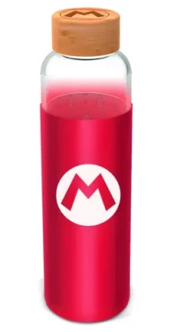 STOR Fľaša na pitie Super Mario 585 ml / Sklenená / Silikónový návlek (ST00385EPM)