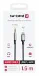 Swissten TEXTILE Audio adaptér USB-C (M) - 3.5mm Jack 1.5m čierna (73502309)