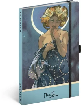 NOTIQUE Notes Alfons Mucha - Luna, bodkovaný, 13 x 21 cm (A-34393)