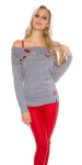 Sexy Koucla sweater shoulder-free with patches Einheitsgroesse