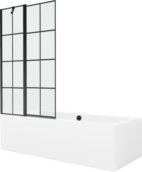 MEXEN/S - Cube obdĺžniková vaňa 170 x 80 cm s panelom + vaňová zástena 100, čierna vzor 550517080X9410117077