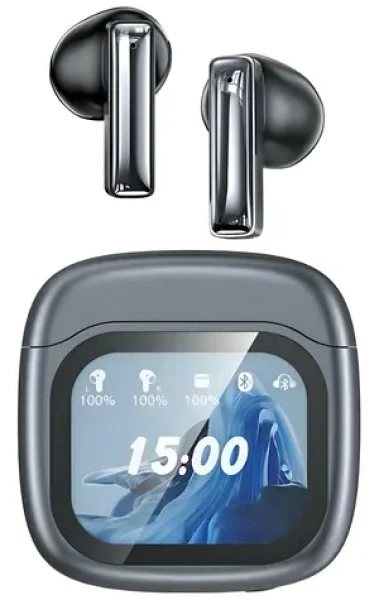 AWEI TP100 čierna / Bezdrôtové slúchadlá s mikrofónom / TWS / ENC / Bluetooth 5.4 / dobíjacie púzdro s displejom (TP100 ENC)