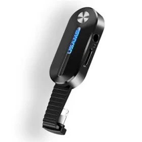 USAMS SJ358 Lightning 3.5mm + Lightning Adapter vr. LED Svetlá čierna (6958444969664)