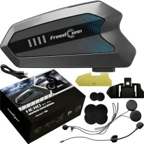 FreedConn HERO V2 čierna / Motocyklový interkom / Bluetooth 5.1 / Dosah 1000 m / Výdrž 30 h (HERO V2 EU)