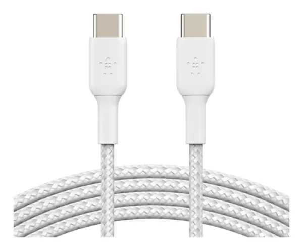 Belkin Opletený kábel USB-C - USB-C biela / Kábel / 1 m / 2 ks v balení (CAB004BT1MWH2PK)