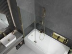 MEXEN/S - Vega obdĺžniková vaňa 170 x 70 cm s panelom + vaňová zástena 120, transparent, zlatá 550117070X9212025000
