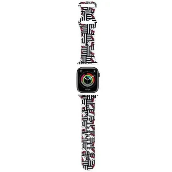 Hello Kitty Silicone Heads Stripes čierna / Remienok / Apple Watch 38/40/41mm / Silikónový (HKAWMSDIESK)