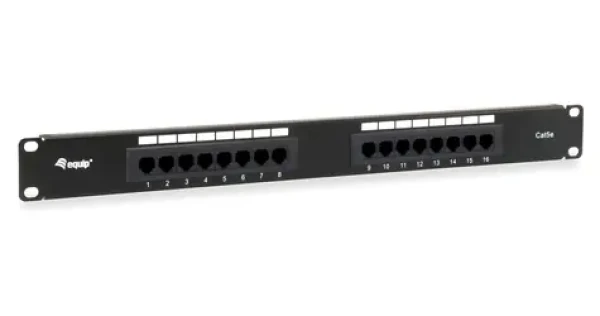 Equip 19" / Patch panel / 16x RJ-45 / Cat5e UTP / 1U / čierny (235317)