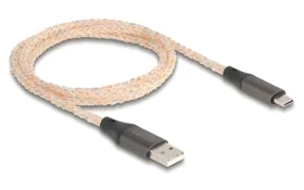 DeLock USB-A - USB-C kábel 1 m transparentný / USB kábel / RGB podsvietenie / USB 2.0 480 Mbit/s / pozlátené konektory (88164)