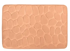 MSV Pebbles kúpeľňová predložka 40 x 60 cm broskyňová/Polyester, PU pena/Protišmyková