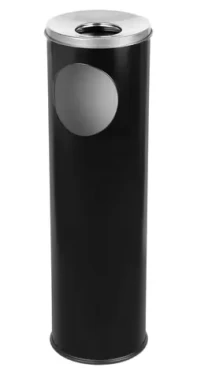 ALDA Cigarette Pillar čierna / Odpadkový kôš s popolníkom / 15 l / Lakovaná oceľ / Veko z nerezovej ocele