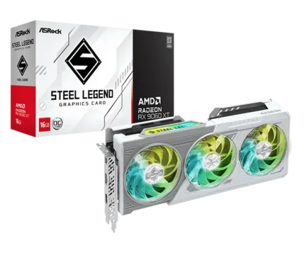ASRock Radeon RX 9060 XT Steel Legend OC 16GB / 3320MHz / 16GB GDDR6 / 1x HDMI + 2x DP / 550W (8) (RX9060XT SL 16GO)