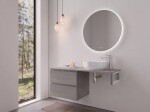 CERANO - Kúpeľňová skrinka Carole - betónovo šedá + doska pod umývadlo Navira Slim - 18 mm + konzola chróm - 120x46x49,8 CER-606099