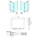 POLYSAN - EASY obdĺžniková sprchová zástena pivot dvere 900-1000x800 L/P varianta,brick sklo EL1738EL3238