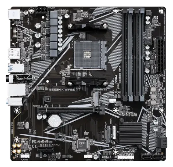 GIGABYTE B550M K WIFI6E / B550M / AM4 / 4X DDR4 / PCIEx16 / 1x GLAN / Wi-Fi 6E / mATX (B550M K WF6E)