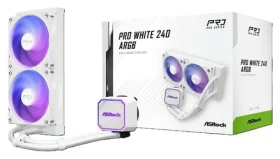 ASRock Pro 240 ARGB biela / AIO vodný chladič CPU / 2x 120 mm / 3200 RPM / 31 dB / 62,6 CFM (90-APRA24-WAAGA6)