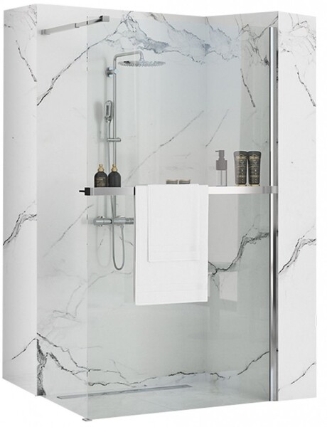 REA/S - Sprchová zástena AERO N 100 + polička a vešiak EVO - priehľadná KPL-K7551