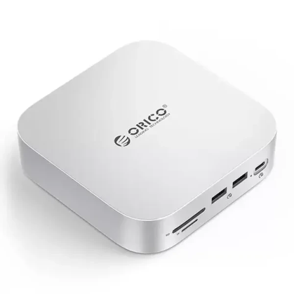 Orico MiniLink Dokovacia stanica strieborná / 3x USB-C + 2x USB-A + 3.5mm jack + SD/TF + LAN