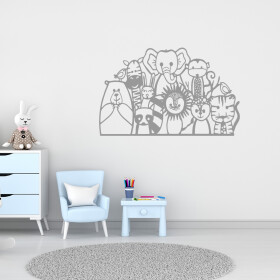 Veselá Stena Samolepka Africké zvieratká Farba: šedá, Veľkosť: 100 x 62 cm