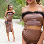 Sexy faux leather Bandeau Crop top Einheitsgroesse