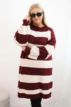 Dámske pletené šaty 8111 burgundy-beige - Kesi UNI
