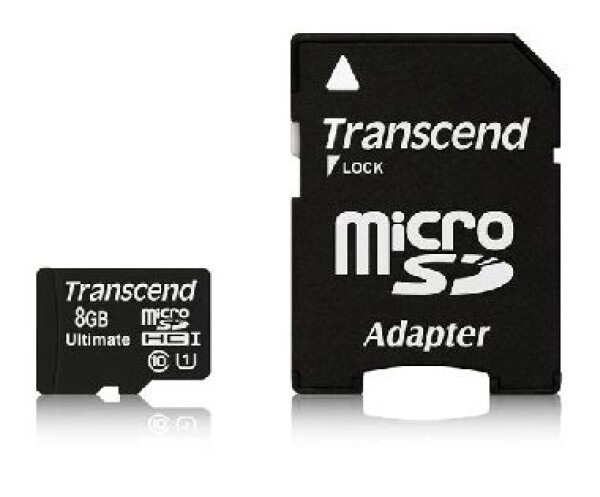 Transcend Micro SDHC karta 8GB Class 10 UHS-I + adaptér (TS8GUSDHC10U1)