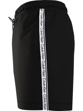 Pánske plavky Medium Drawstring Swim Shorts Logo Tape KM0KM00741BEH čierna Calvin Klein