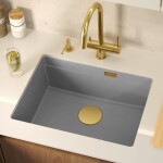 Quadron Quadron - Granitový drez Logan 100 Grey Metallic Zlaty HQJ6045U5_PVDG1_U