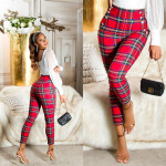 Sexy Koucla checkered Highwaist Pants red XL