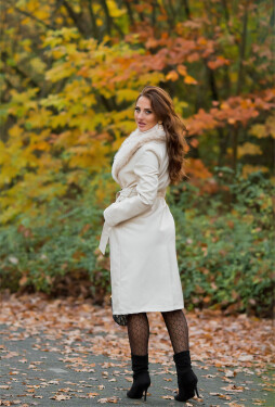 Sexy leather look Winter Coat with faux fur details