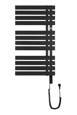 Instalprojekt - Kúpeľňový elektrický radiátor - sušiak POP STAR ELECTRO - Farba radiátora - Čierna matná, Rozmer radiátora - 500 × 980 mm, výkon 300 W RADPOPEL509031