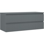 MEXEN/S - Rivel kúpeľňová skrinka pod umývadlo 120 cm s doskou, 2 zásuvky, reliéf, grafit mat 91A20-12047-2-BFFC66