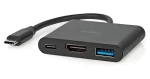 Nedis USB-C adaptér 3v1 čierna / Adaptér / USB 3.2 Gen 1 / HDMI výstup 4K/30Hz / 5 Gbps / 0,10 m (CCGB64770BK01)