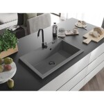 MEXEN/S MEXEN/S - Elix granitový drez 1-miska 800 x 500 mm, sivý, sifón čierna 6527801005-71-B