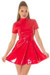 Sexy Koucla Latex Look shortsleeve Skater-Dress red M