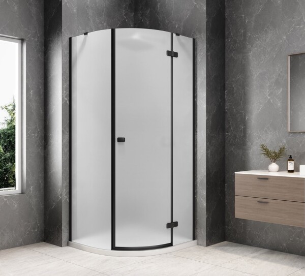 POLYSAN - GLOBE BLACK štvrťkruhová sprchová zástena 800x800, matné sklo, pravé GB2680MRB