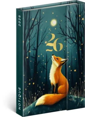 NOTIQUE Týždenný magnetický diár Líška 2026, 11 x 16 cm (PGD-35549-V)