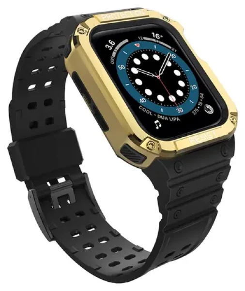 Hurtel Protect Strap Band čierna/zlatá / Remienok / Apple Watch 42/44/45 mm / pancierový