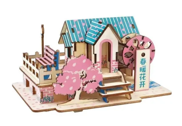 Woodcraft Drevené 3D puzzle Jarný dom