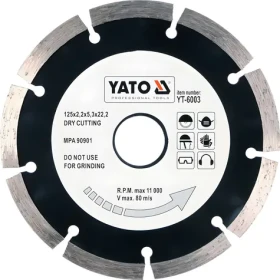 YATO Kotúč diamantový rezný 125 mm / Rezný kotúč / 125 x 22,2 x 2,2 mm