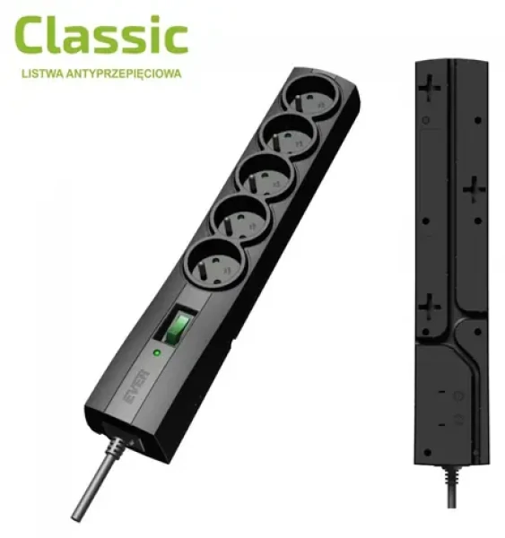 Prepäťová ochrana Classic 3M čierna / Prepäťová ochrana / 5 zásuviek / 2500 W / 175 J (T/LZ09-CLA030/0000)