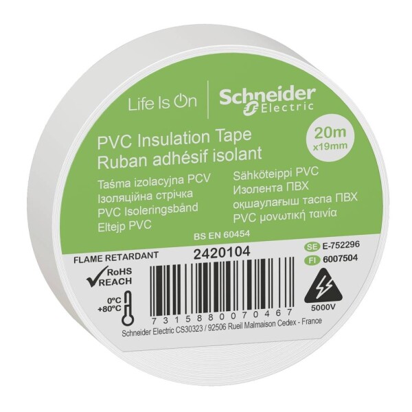 Schneider Electric 2420104 izolačná páska biela (d x š) 20 m x 19 mm 8 ks; 2420104