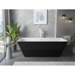 MEXEN - Velo Slim voľne stojaca vaňa 170 x 75, biela/čierna, bez krytky prepadu a zátky 52811707575-SS