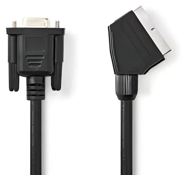 Nedis SCART - VGA kábel čierny / Kábel / SCART (M) - VGA (F) / Poniklované konektory / 2 m / 480p (CVGL31550BK20)