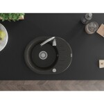 MEXEN MEXEN - Kevin granitový drez 1 s odkvapkávačom 586x458 mm, čierna/zlatý metalik, sifón chróm 6517581005-75