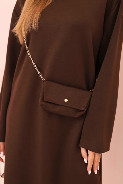 Dámske viskózové Plus veľkosť sukne s reťazou taška Brown UNI