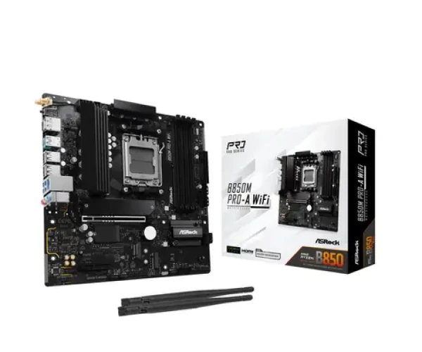 ASRock B850M Pro-A WiFi / AMD B850 / DDR5 / SATA III / USB 3.2 / 2.5 GLAN / Wi-Fi 6E / sc.AM5 / mATX (90-MXBR9-A0UAYZ)
